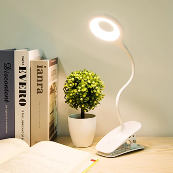 LED Flexibilný Skladací Svorka Krúžok Stolná Lampa Ochrana Očí USB Nabíjateľné Stmievanie Klip Na Svetlo Na Knihu Posteľ A Počítačov