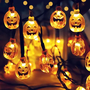 LED Tekvica Solárny String Svetlá Vonkajšie Nepremokavé Záhrada Víla Garland Halloween Dvore Terasa Strany Dovolenku Dekorácie