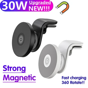 Magnetické 30W Auto Bezdrôtovú Nabíjačku Telefónu Držiak na Stojan pre Macsafe iPhone 13 14 Pro Max 12 Qi Nabíjačky Rýchle Auto Nabíjacej Stanice
