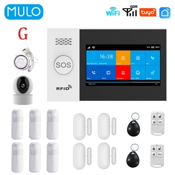 MULO Bezdrôtové WIFI, GSM Domov Bezpečnostný Alarm Systém Pre Tuya Inteligentný Život APLIKÁCIU Smart senzor a Senzor Dverí PG107