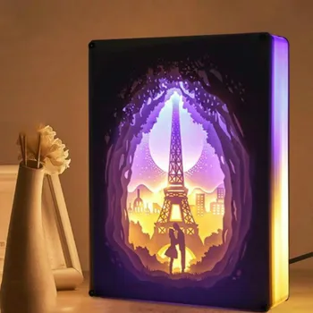 Novinka Nočné Svetlo Totoro Papier-cut Atmosféru Lampa 3D Papier Rezbárske Umenie, Dekorácie, Lampy, USB Napájanie, Obývacia Izba, Spálňa