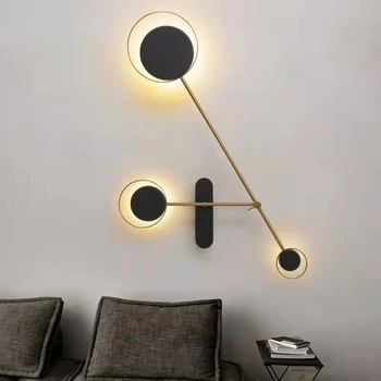 Nový Moderný Minimalistický LED Nástenné Svietidlo Obývacia Izba Štúdia Spálňa Posteli Zlaté Čierna Železa Farba Interiéru Dekoratívne Osvetlenie 0