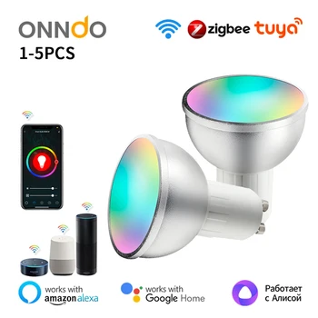 ONNDO Tuya WiFi/Zigbee Smart Žiarovky Spotlight GU10 5W RGB LED Stmievateľné Lampa Práce Pre Alexa Domovská stránka Google Echo S Timer 0
