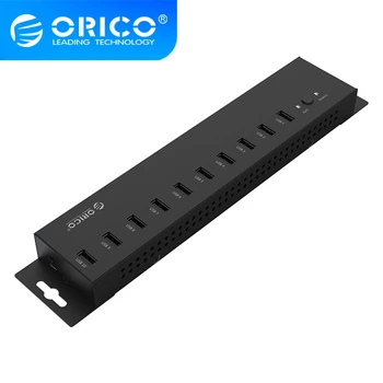 ORICO 10 Portov USB 2.0 Priemyselným centrom S 12V5A Power Adapter-60W Detašovaných Napájania Modulu Podpora Nabíjania Pre Windows, Mac, Linux