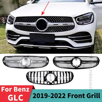 Predný Nárazník Mriežka Kapota Gril Na Mercedes Benz GLC X253 C253 200 260 300 Facelift GT Diamant Štýl Ladenie 2019 2020 2021 2022