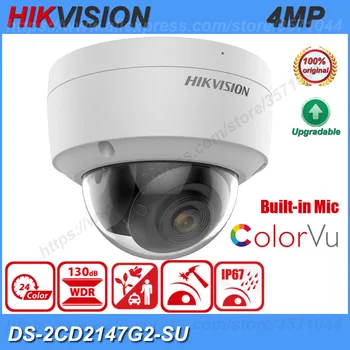 Pôvodné Hikvision 4MP DS-2CD2147G2-SU POE Vstavaný Mikrofón Plné Farby ColorVu Pevné Dome Siete IP CCTV Kamery 0