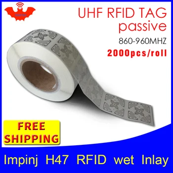 RFID UHF nálepky Impinj H47 EPC6C mokré vložkou 915m868m Higgs3 2000pcs doprava zadarmo lepidlo na dlhé vzdialenosti pasívne RFID etikety