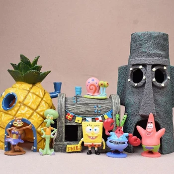 SpongeBob SquarePants Cake Dekorácie 6 SpongeBob SquarePants Cake Decoration Bábiky Hand-made Model Anime Obrázok
