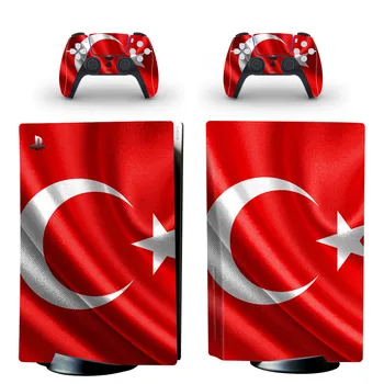 Turecko Vlajka PS5 Štandardný Disk Pokožky Nálepky Kryt Kotúča, pre PlayStation 5 Konzoly a 2 Radiče PS5 Disku Pokožky Vinyl