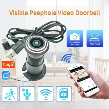 Tuya Video Peephole Wifi Kamera, Detekcia Pohybu Dverí Viewer Video-oko Bezdrôtový Telefón Home Security Auto Záznam 0