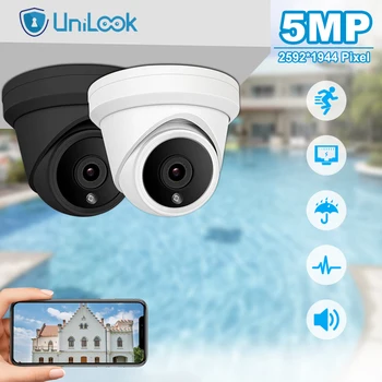 UniLook 5MP POE IP Vonkajšie Fotoaparát Zabudovaný Mikrofón Bezpečnostné CCTV Kamera, IP66 Nočné Videnie 30 m H. 265 Hikvision Kompatibilné P2P