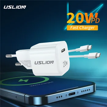 USLION USB C Nabíjačku 20W PD Rýchle Nabíjanie 3.0 Rýchle Nabíjanie Typ C EU Adaptér Pre iPhone 12 Pro Max Huawei Xiao 11 10 Samsung