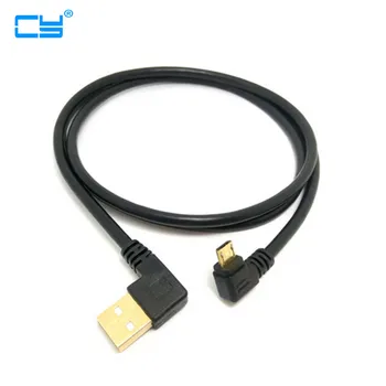 Vysoko Kvalitné Pozlátené plug 15 cm 50 cm krátke 90 Stupňov Ľavý uhol USB A male Micro USB Muž Pravý uhol údaje pre napájací kábel