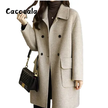 Značka Cacocala kabát strednodobom a dlhodobom vlnené kabát žien jeseň zima nové kórejská verzia voľné temperament vlnené kabát 0
