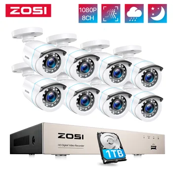 ZOSI 8CH Domov kamerovým Systémom 1080p H. 265+ DVR 8PCS 1080P/2.0 MP Vonkajších CCTV Kamier kamerového DVR Auta