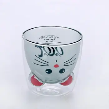 Kreatívne myši dvojité sklo káva hrnček roztomilý mol anti-scalding sklo vtipné hrnčeky Deti je mlieko raňajky hrnček Dámy roztomilý šálka 1
