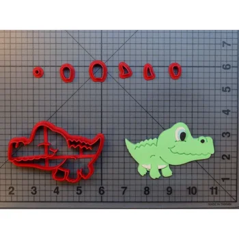 Roztomilé Dieťa Krokodíla a Alligator Fondant Zdobené Cookie Cutter 3D Vytlačené potravinársky Plastové 1
