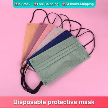 10/100KS Morandi Farebné Masky Nový Dizajn, Tlač Masky pre Dospelých 3-vrstvou netkanej Jednorazové Úst Maska na Ochranu Maske Cosplay 2