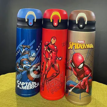 Disney Karikatúry Nerezové Termosky Pohár Chlapec Letného Pohára Kapitán Spiderman Fľaša na Vodu Vonkajšie Cestovné Prenosné Pohár 480ML 2