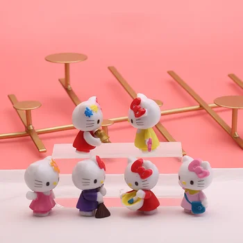 6Pcs Sanrio Anime Postava Hello Kitty Kawaii Areáli Série Hello Kitty Obrázok Figúrka Roztomilý Stola Dekor Darčeky pre Dievčatá, Hračky 3