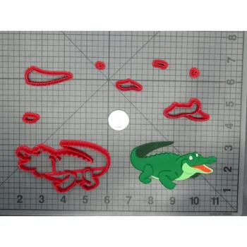 Roztomilé Dieťa Krokodíla a Alligator Fondant Zdobené Cookie Cutter 3D Vytlačené potravinársky Plastové 3