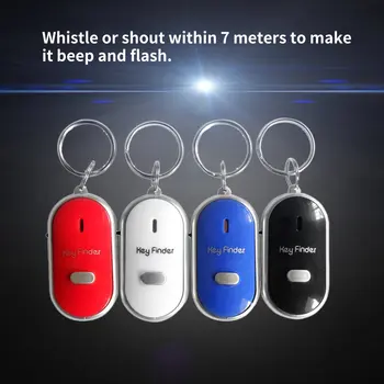 Mini Pískať Proti Strate KeyFinder Alarm Peňaženky Pet Tracker Smart Blikajúce Pípanie Vzdialený Hľadáčik Keychain Tracer Key Finder + LED 5