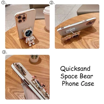 Roztomilý Quicksand Priestor Medveďa Telefón puzdro Pre iPhone 14 13 12 11 Pro Max Silikónové Shell Pre iPhone 14 Plus 13 12 11 Stojan Kryt 5