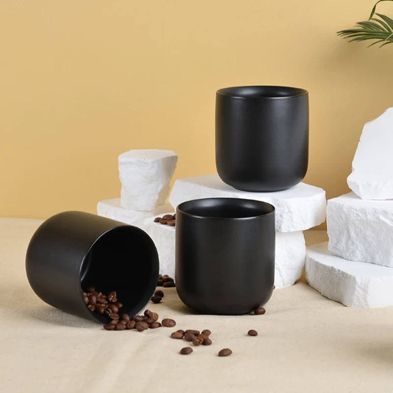 1PCS Čierna Keramická Šálka Japonský Čaj Pohár Porcelánový Hrnček Kávy Espresso Šálku Tazas Ceramica Čínsku Keramiku, Drinkware Teaware 3