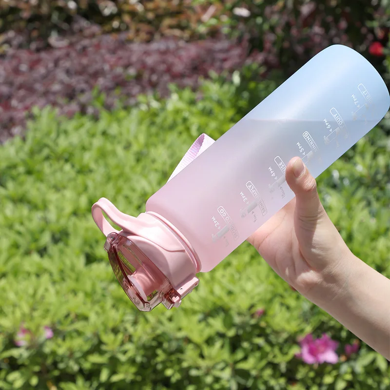 1 Liter Vody Fľašu s Slamy Dievčatá Motivačný Pitie Fľaša Športová Fľaša na Vodu S Časom Značku Prenosné Plastové Fľaše 4