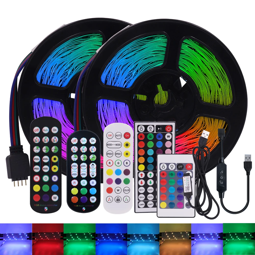 RGB LED Pás Svetla Bluetooth Diaľkové Ovládanie SMD5050 12Leds/m LED Diódy Pásky 5V USB Powered LED Svetlá Vodotesný 5M 10 M 15M 0