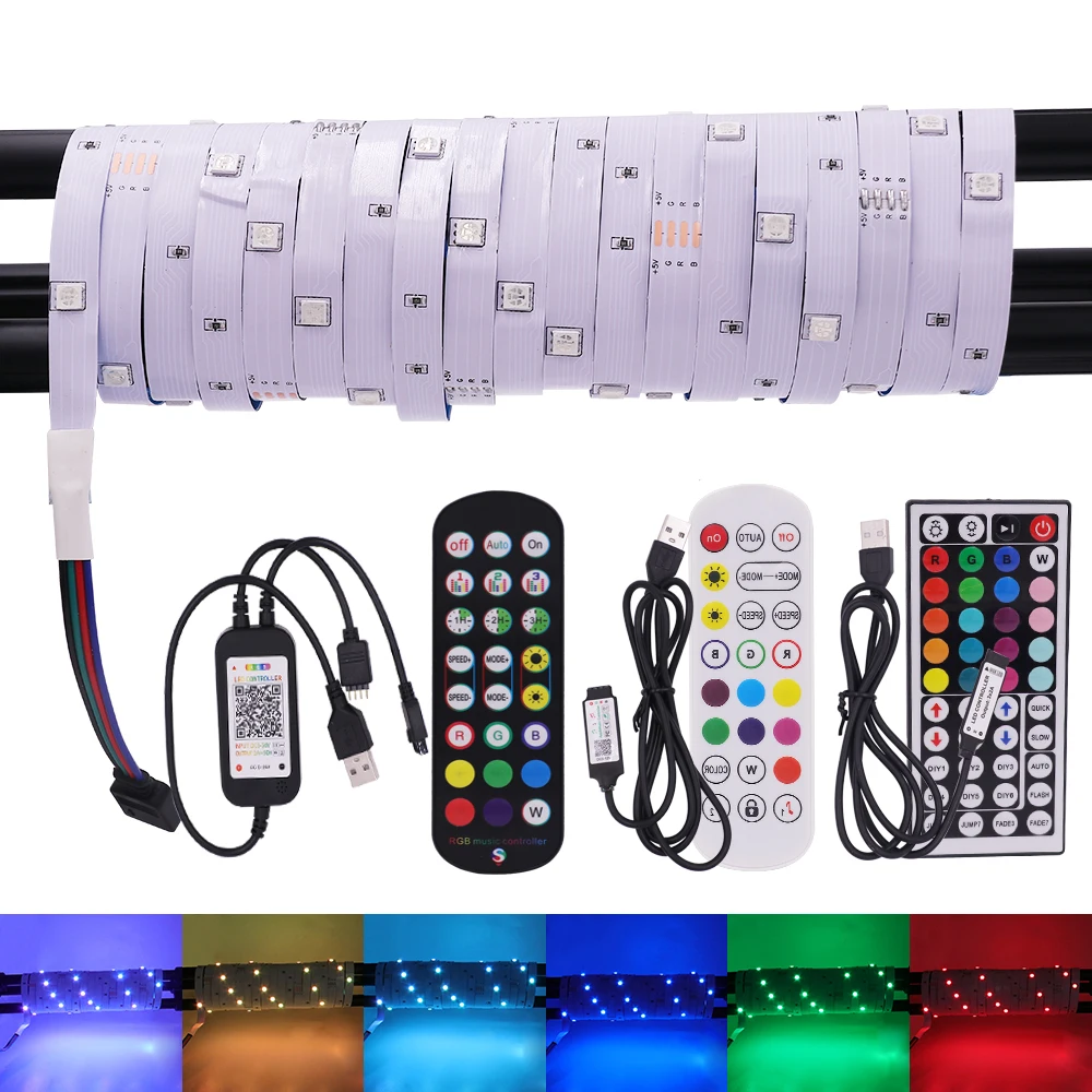 RGB LED Pás Svetla Bluetooth Diaľkové Ovládanie SMD5050 12Leds/m LED Diódy Pásky 5V USB Powered LED Svetlá Vodotesný 5M 10 M 15M 1