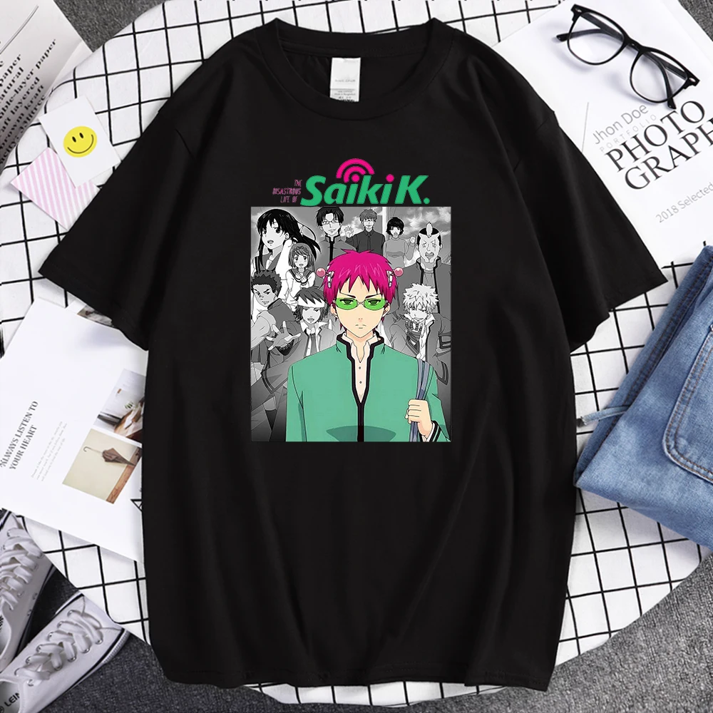 Anime Saiki Kusuo Harajuku Tlač Človeka T-Shirt Voľný čas Pohodlné T-Shirt Nadmerné veľkosti S-XXXL Oblečenie Mäkké Voľné Tričká Mužov 0