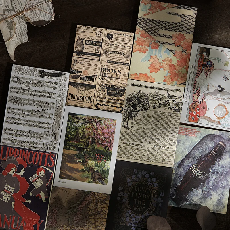 Yoofun Retro Post Časopis Mapu Materiál Pack Scrapbooking Dekor Papier pre Plavidlá, Tvorba Koláže Nevyžiadanej Vestník DIY kancelárske potreby