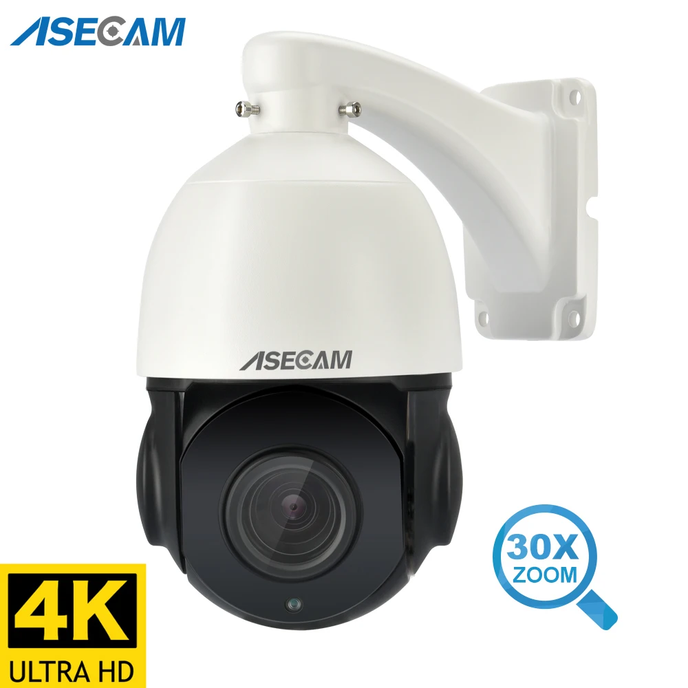 8MP 4K PTZ IP Kamera, Vonkajšie 30X Zoom CCTV Onvif H. 265 Dome POE Audio Bezpečnostné Kamery SD Kartu
