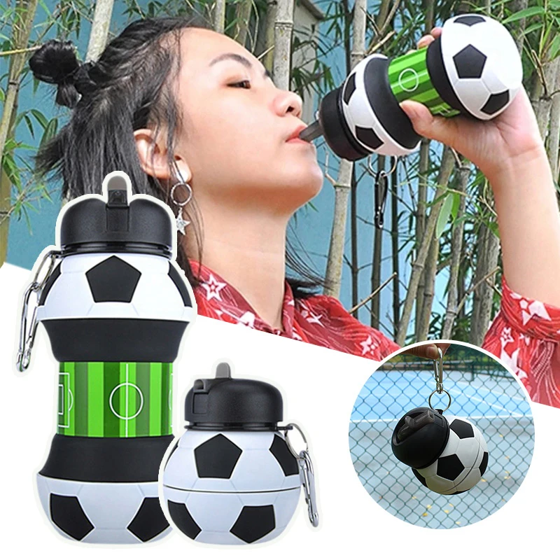 550ml Skladacia Futbal Fľaše s Vodou Prenosné Športové Fľašu, Futbal, Futbalový Loptu Tvarované Vody Bottl Silikónové Pohár Vody 3