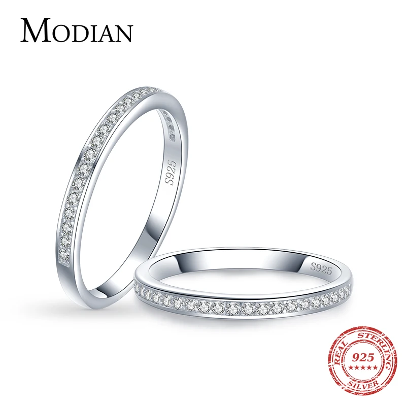 Modian Klasické Jednoduché 100% 925 Sterling Silver Kúzlo AAA Zirconia Prst Prstene pre Ženy, Svadobné Zapojenie Vyhlásenie Šperky 0