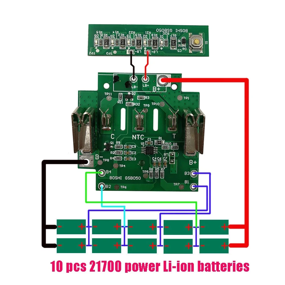 Batéria Plastové Prípade BAT618 Li-Ion Batéria Prípade 5 / 10 Core PCB Dosky plošných spojov Shell Pre Bosch BAT618 18V 18650 21700 Batérie 1