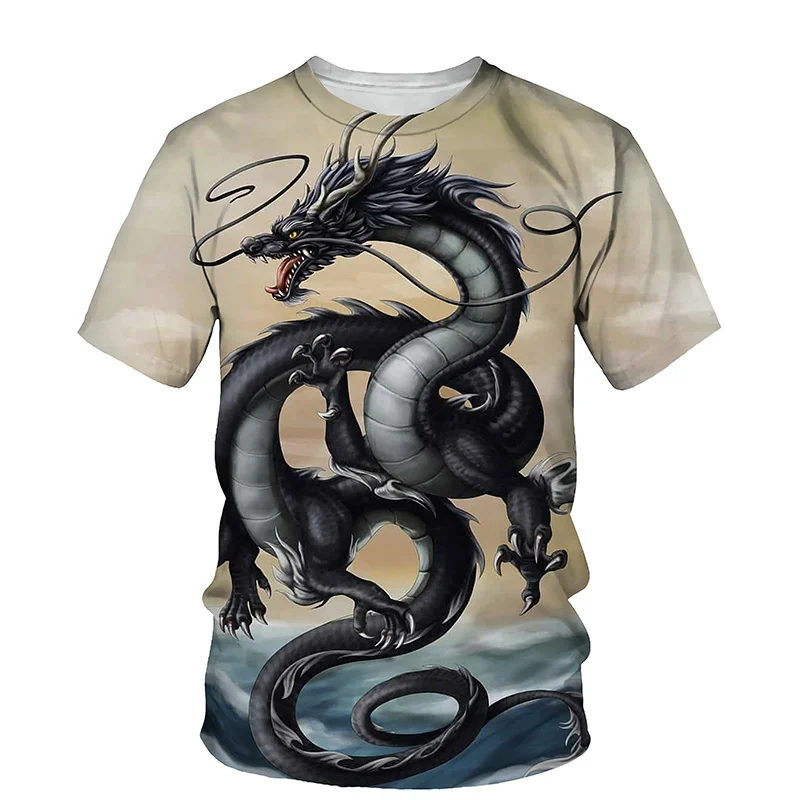 2022 Čínsky Štýl T-shirt Mužov Letné Módy Zvierat Zvierat Dragon 3d Tlač Tričko Pre Ženy, Mužov Bežné Krátke rukávy Top