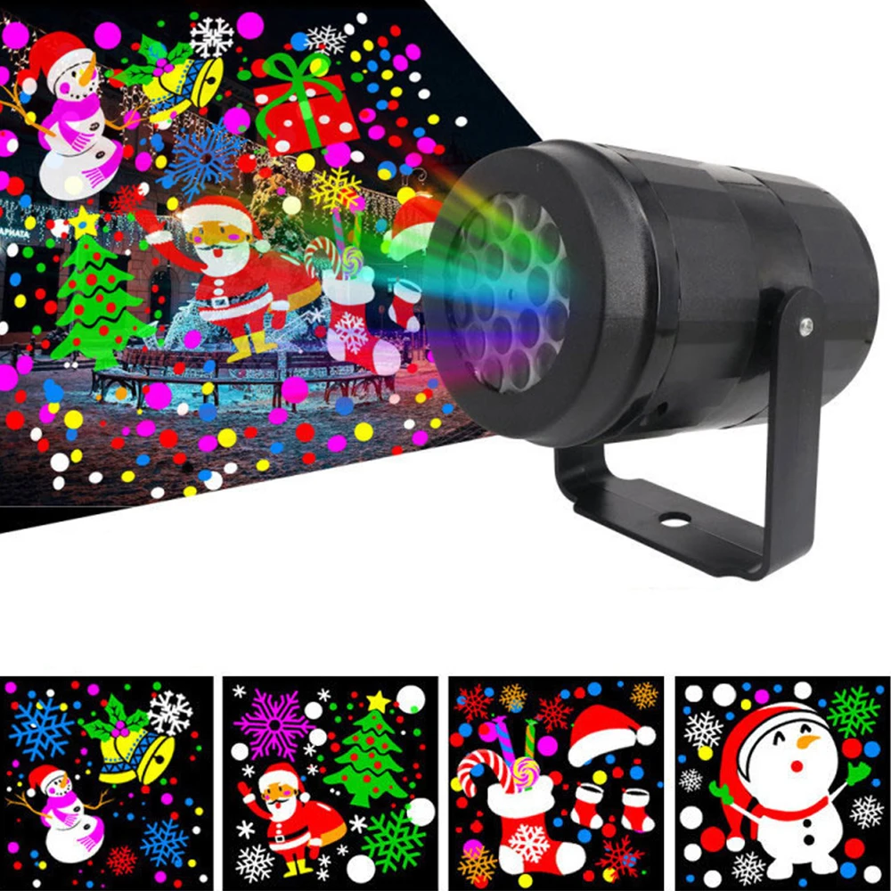 16 Modelov RGB Vianočné Vzor Projektor Svetlo Snowflake Elk Snehuliak LED Projekčné Lampa pre Dovolenku Strany Krajiny Dekor 0