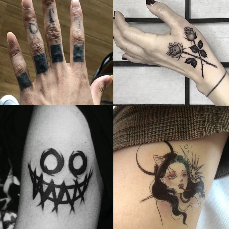 Black Ghost Tetovanie Nálepky Nepremokavé Trvalé Módne Blok Klaun Dočasné Body Art Rameno, Pás Prst Muži Ženy Falošné Tetovanie 0