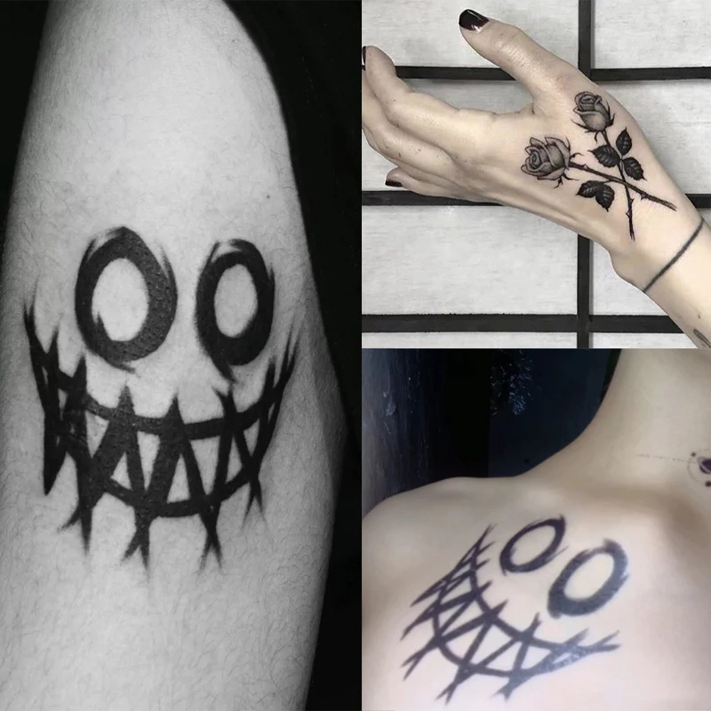 Black Ghost Tetovanie Nálepky Nepremokavé Trvalé Módne Blok Klaun Dočasné Body Art Rameno, Pás Prst Muži Ženy Falošné Tetovanie 3