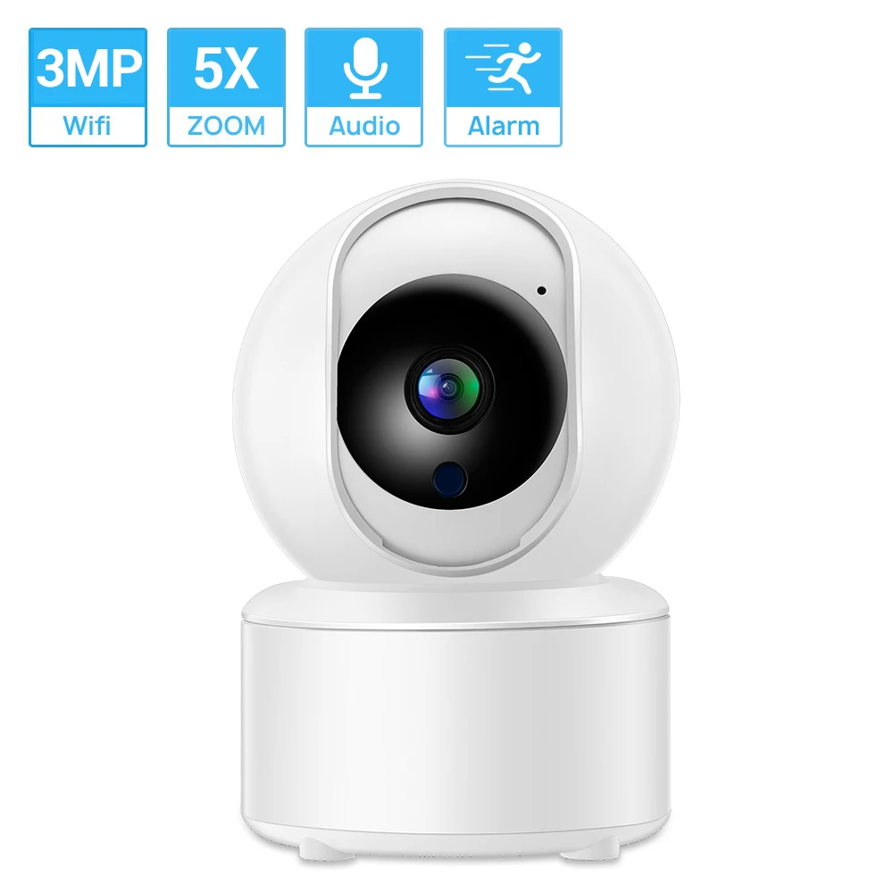3MP 2K WIFI Kamera Mini PTZ IP Kamera Auto Tracking obojsmerné Audio, Detekcia Pohybu ICsee Home Security Kamera Baby Monitor