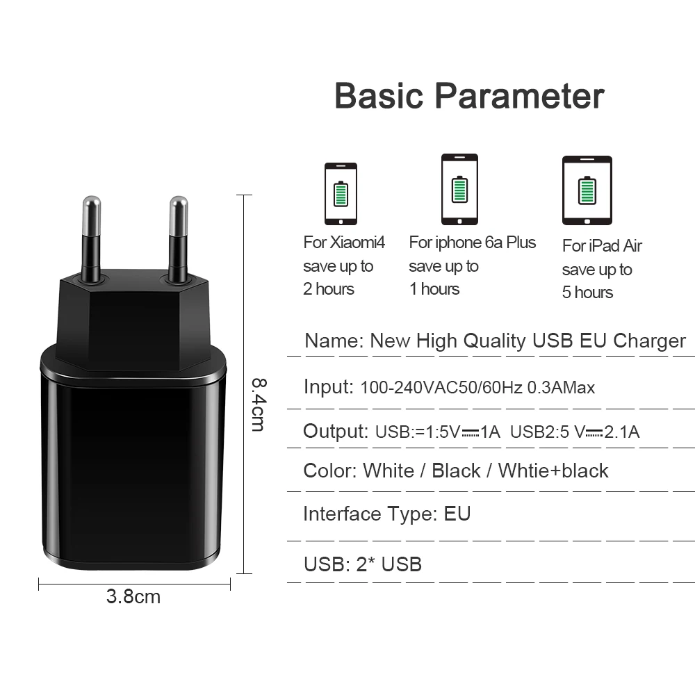5V 2A EÚ Konektor USB Rýchlo Nabíjačka Mobilného Telefónu na Stenu Travel Adaptér Pre iPhone 6 6 7 8 Plus Samsung S8 S7edge Xiao Nabíjačky 5