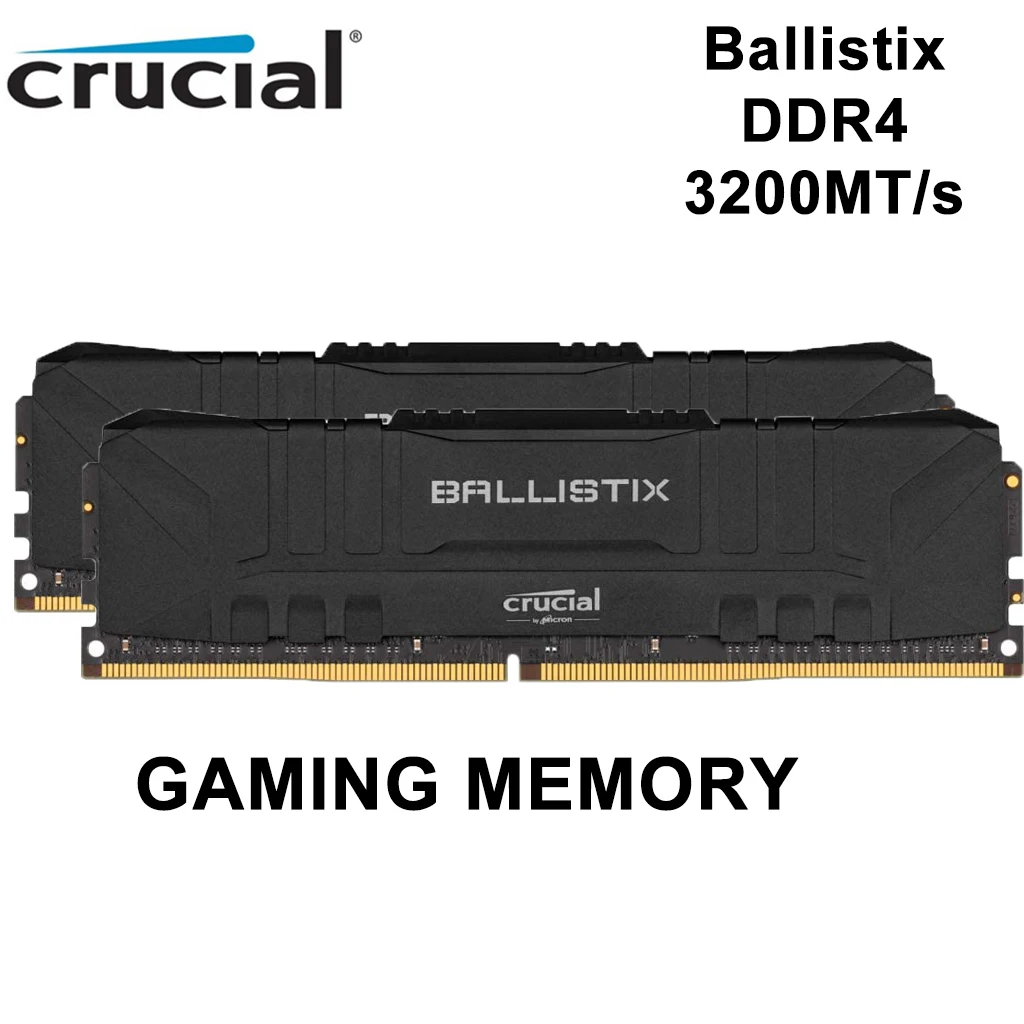 Crucial Ballistix 3200 MHz DDR4 pamäte DRAM 16 GB 32 GB KIT Ploche Herné Pamäť CL16 Black 16 G 32 G RAM Unbuffered DIMM Originál 0