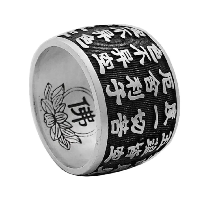 BOCAI S990 Mincový Striebro Šperky 2022 Nové Módne Sútra Srdca Budhistické Lotus Čistý Argentum Amulet Strane Krúžok pre Ženy a Muža