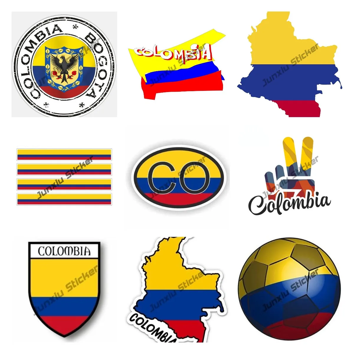 Kreatívne Kolumbia obtlačky Mapu s Vlajkou Kolumbia Nálepky Rôznych Veľkostiach PVC Kotúča, Kolumbia Vlajka Vymeniteľné Auto Nálepky Nepremokavé 0