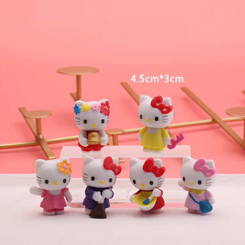 6Pcs Sanrio Anime Postava Hello Kitty Kawaii Areáli Série Hello Kitty Obrázok Figúrka Roztomilý Stola Dekor Darčeky pre Dievčatá, Hračky 1