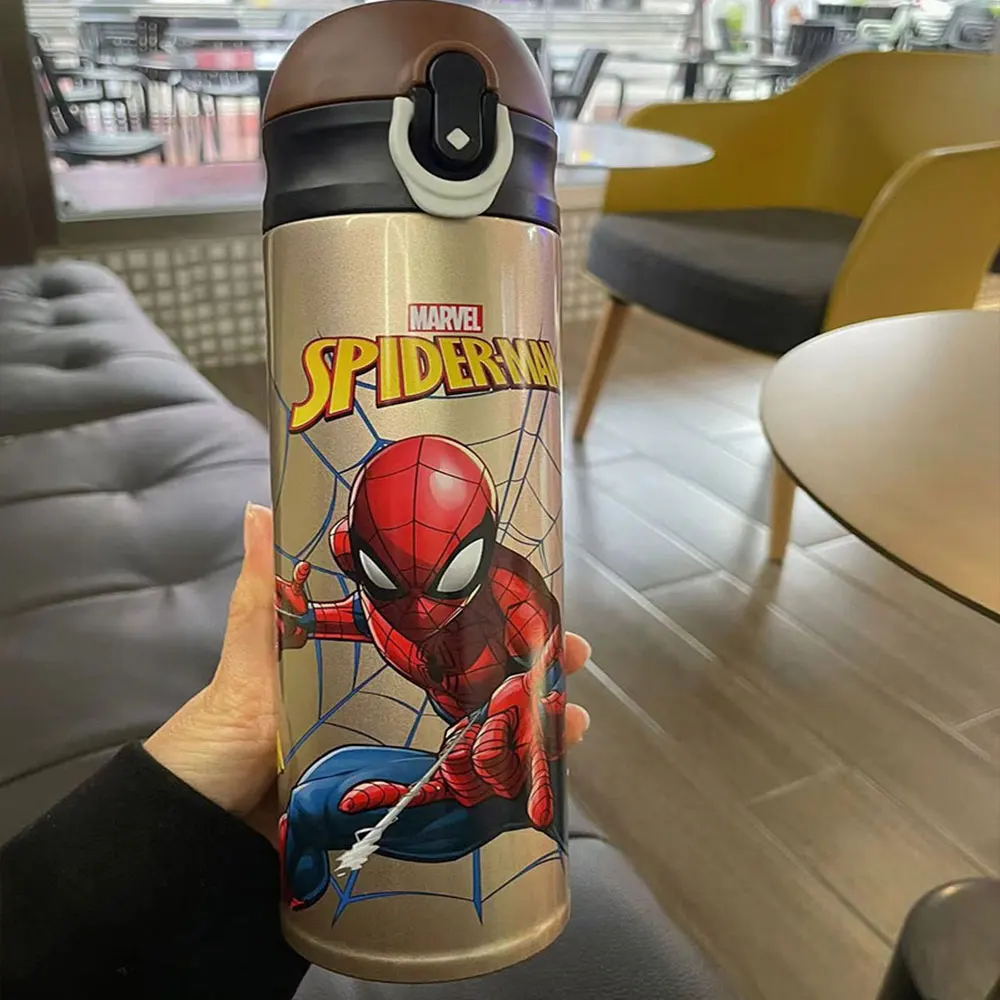 Disney Karikatúry Nerezové Termosky Pohár Chlapec Letného Pohára Kapitán Spiderman Fľaša na Vodu Vonkajšie Cestovné Prenosné Pohár 480ML 4