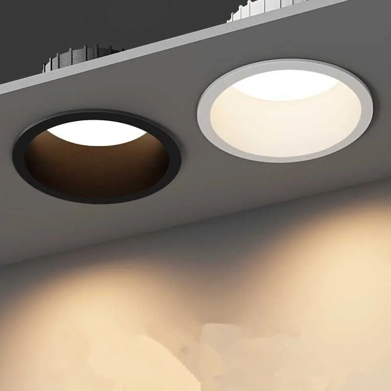 LED Stropné Downlight Anti-glare Black/White Stlmiť Svetlo, Spálne, Kuchyne, Tri-farba Svetla LED Reflektor AC220V 7W Obývacia Izba