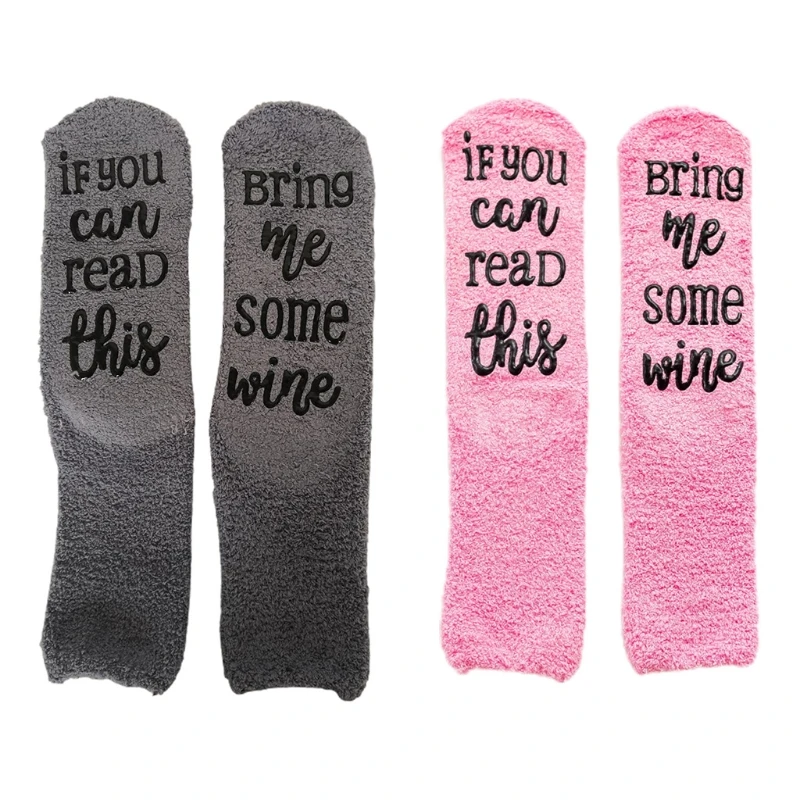 Ženy Zimné Fuzzy Plyšové Papuče Posádky Ponožky Ak Môžete Čítať Tento Prineste Mi Niektoré Vína Fráza, Teplých Ponožiek, Vtipné Darčeky s Cupcake